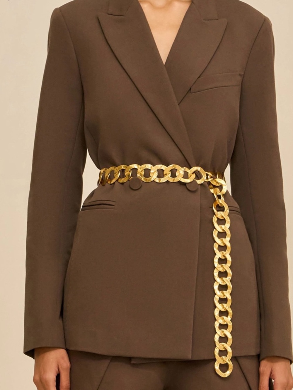 Cult Gaia Dulce Hammered Gold tone Chain Waist Belt